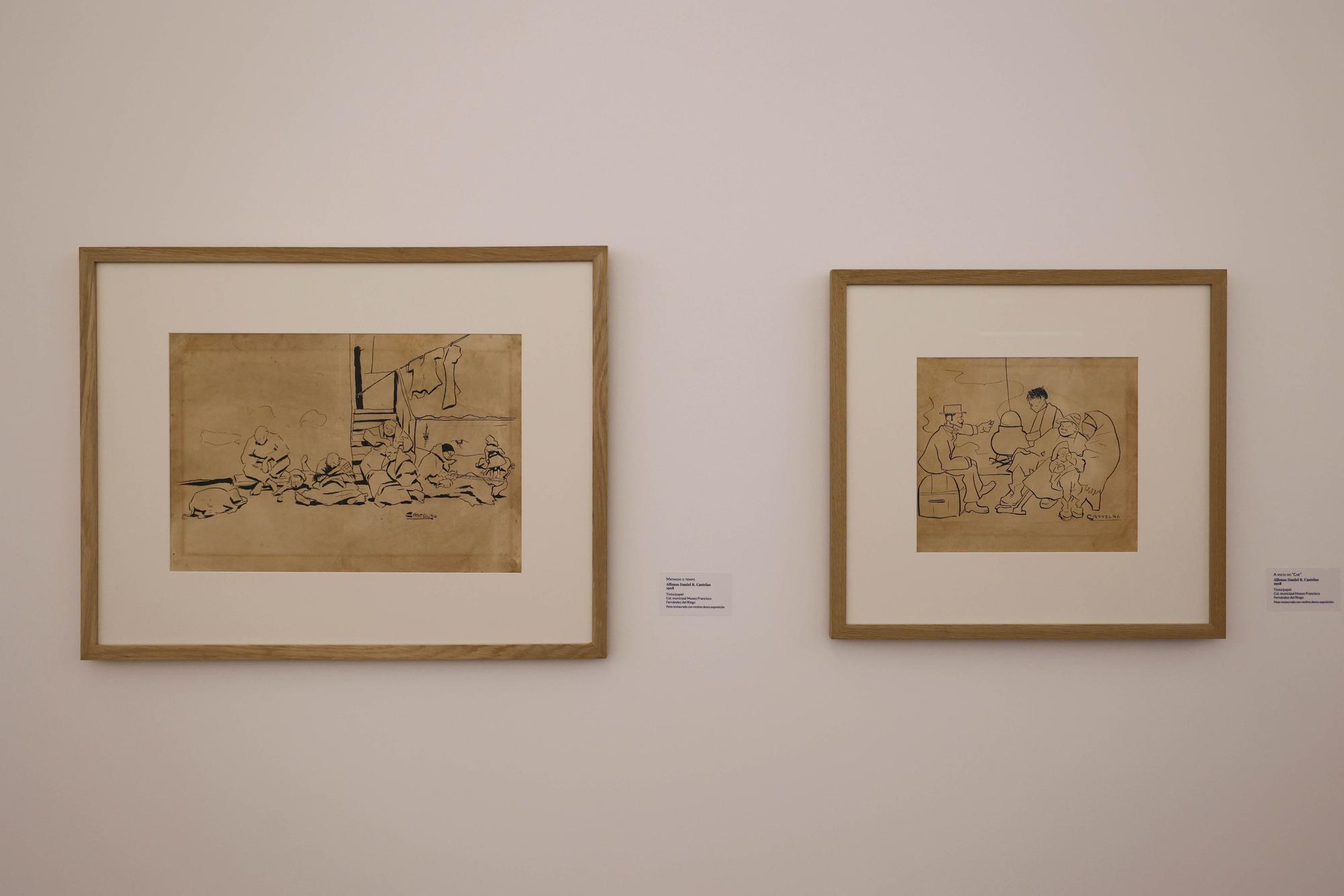 Dos dibujos de Castelao de 1908 de la colección de arte de Fernández del Riego