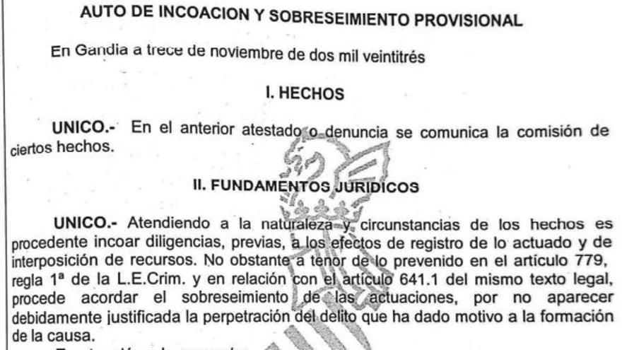 Auto de sobreseimiento de la causa tras la desaparición