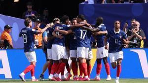 Imagen de la celebración del gol de Mbappé para Francia