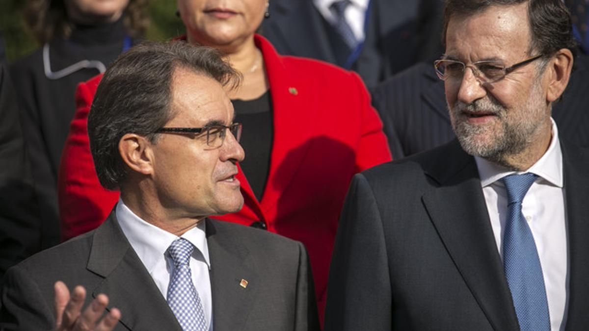 Artur Mas y Mariano Rajoy, en un acto en Barcelona, el pasado octubre.