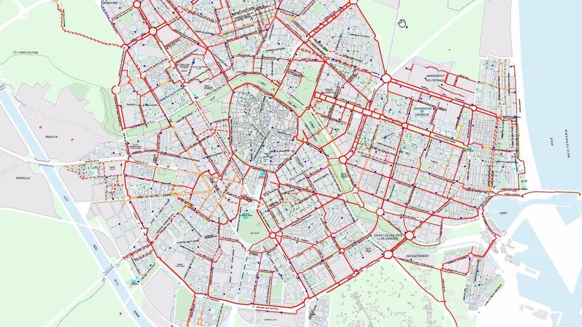 Mapa de carriles bici de la guía.