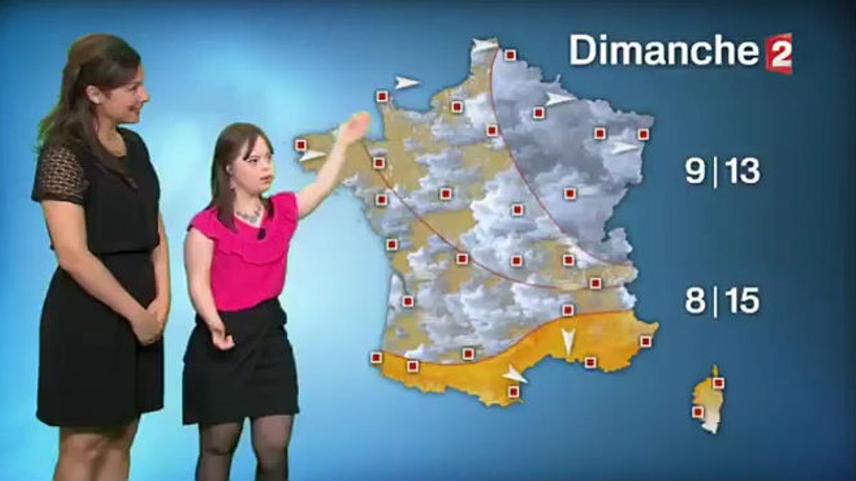 Mélanie Ségar da las predicciones del tiempo, este martes por la noche, en France 2.