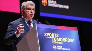 Joan Laporta, durante su intervencin en el Mobile World Congress