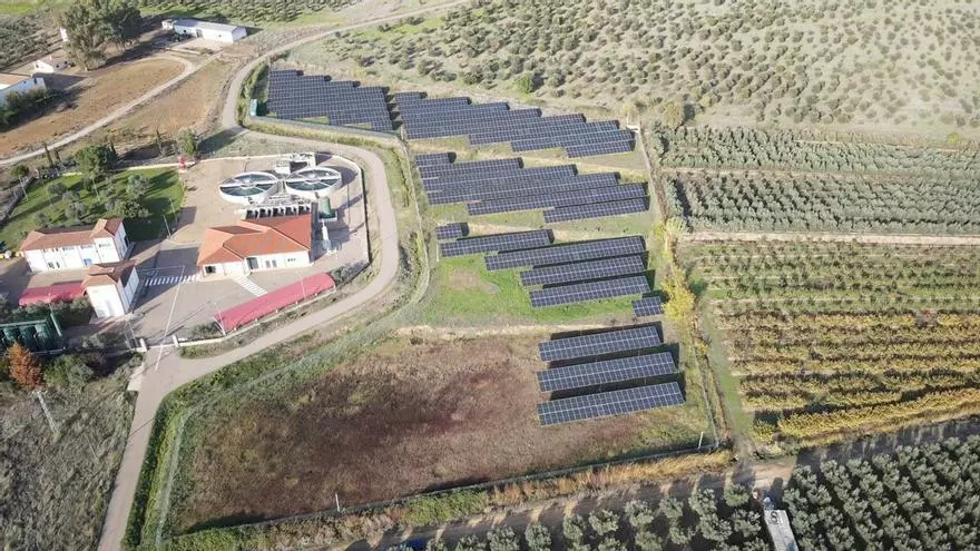 Vista aérea de la planta de tratamiento de agua de la Mancomunidad de Vegas Altas