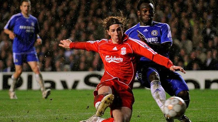 Fernando Torres, en la semifinal de la Champions entre Liverpool y Chelsea.