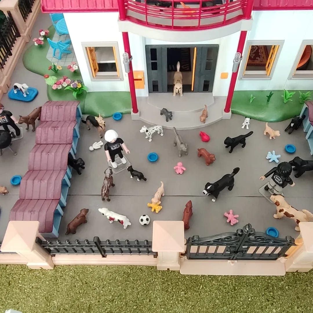 Arte en miniatura con 'clicks' de Playmobil: el rincón de las mascotas 'refugiadas' en el hospital vigués