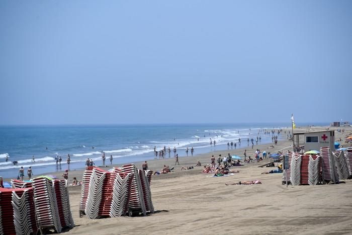 Ambiente de Playa del Inglés en plena fase 2