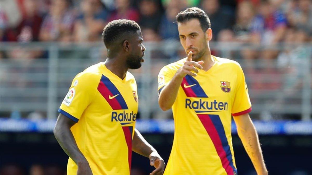 Busquets y Umtiti, titulares en Butarque