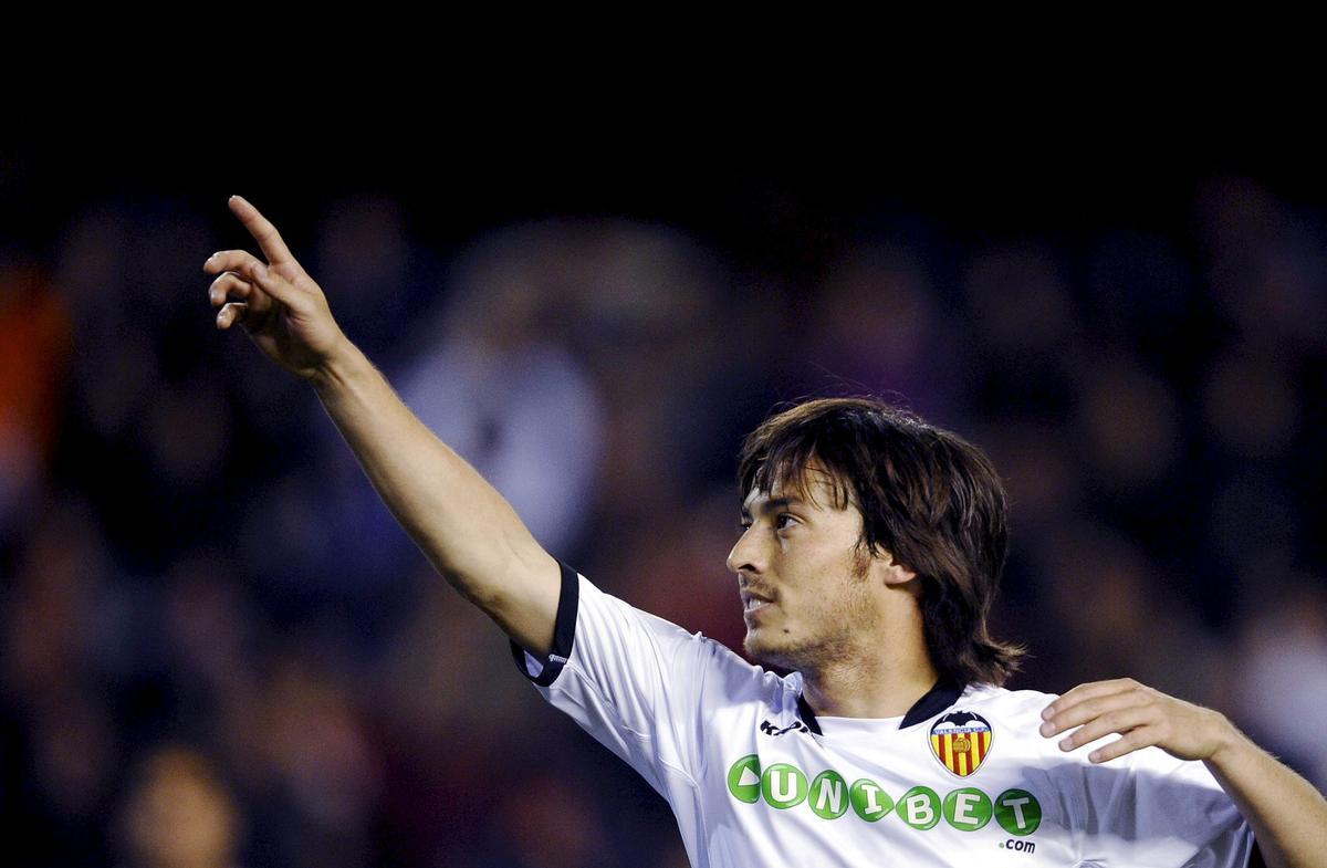 David Silva, con la camiseta del Valencia CF.