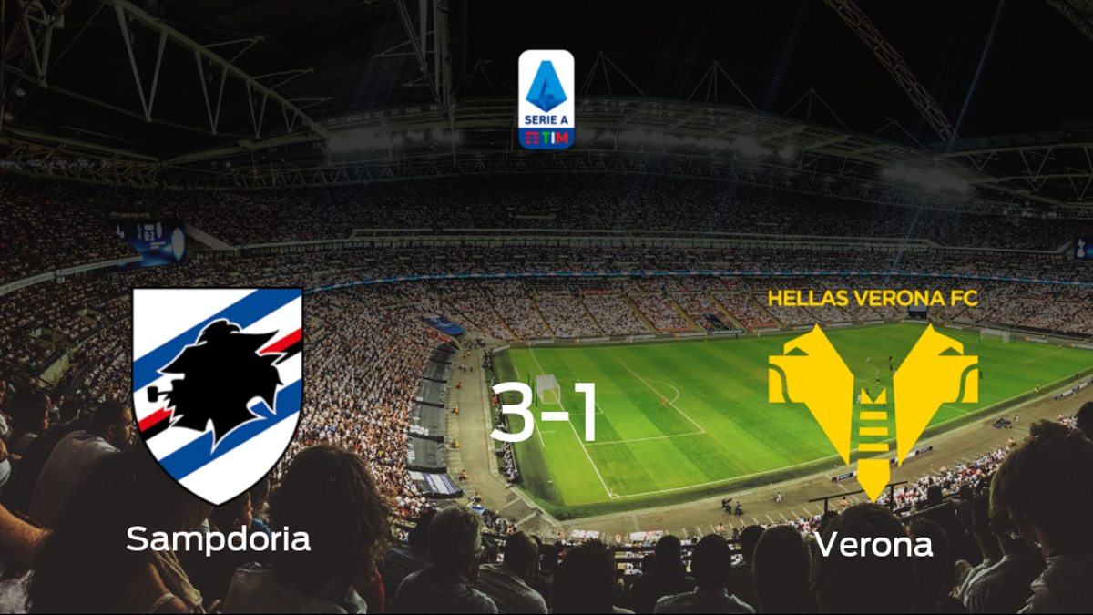 Triunfo 3-1 de la Sampdoria ante el Hellas Verona