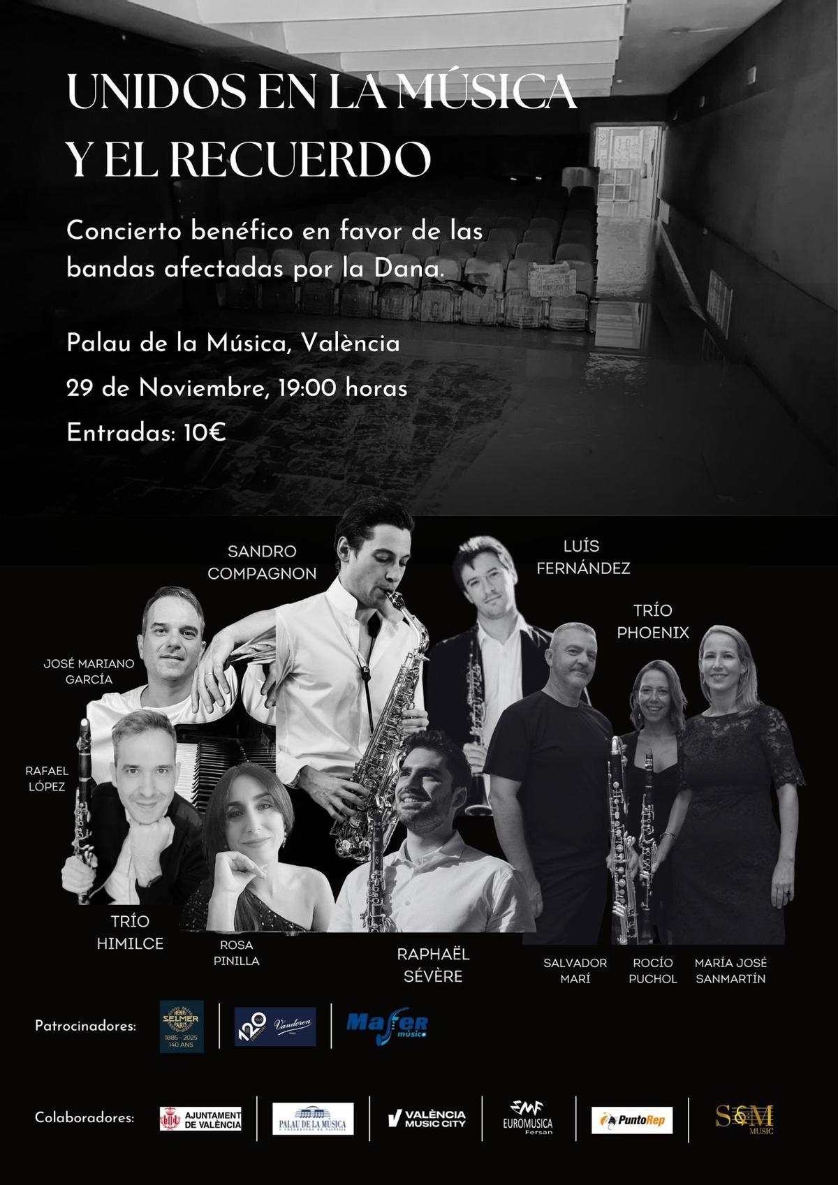 Cartel del concierto benéfico en el Palau de la Música.