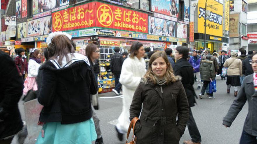 Una instantánea enviada por la joven gallega Sonia Tuset en el centro de Tokio, antes del seísmo.