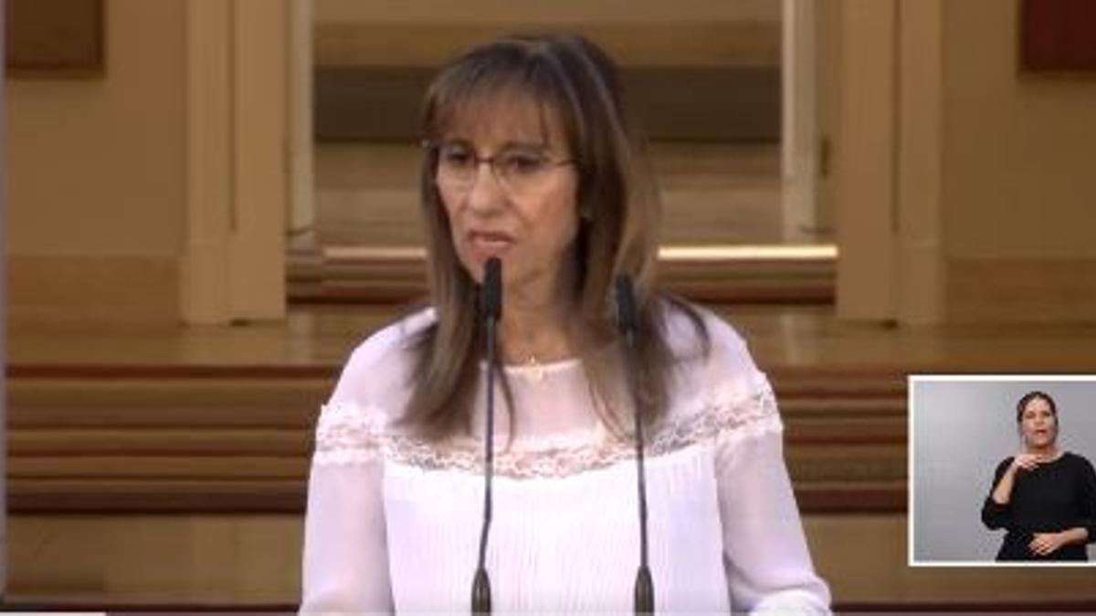 Inés Ruiz durante su intervención en Moncloa.
