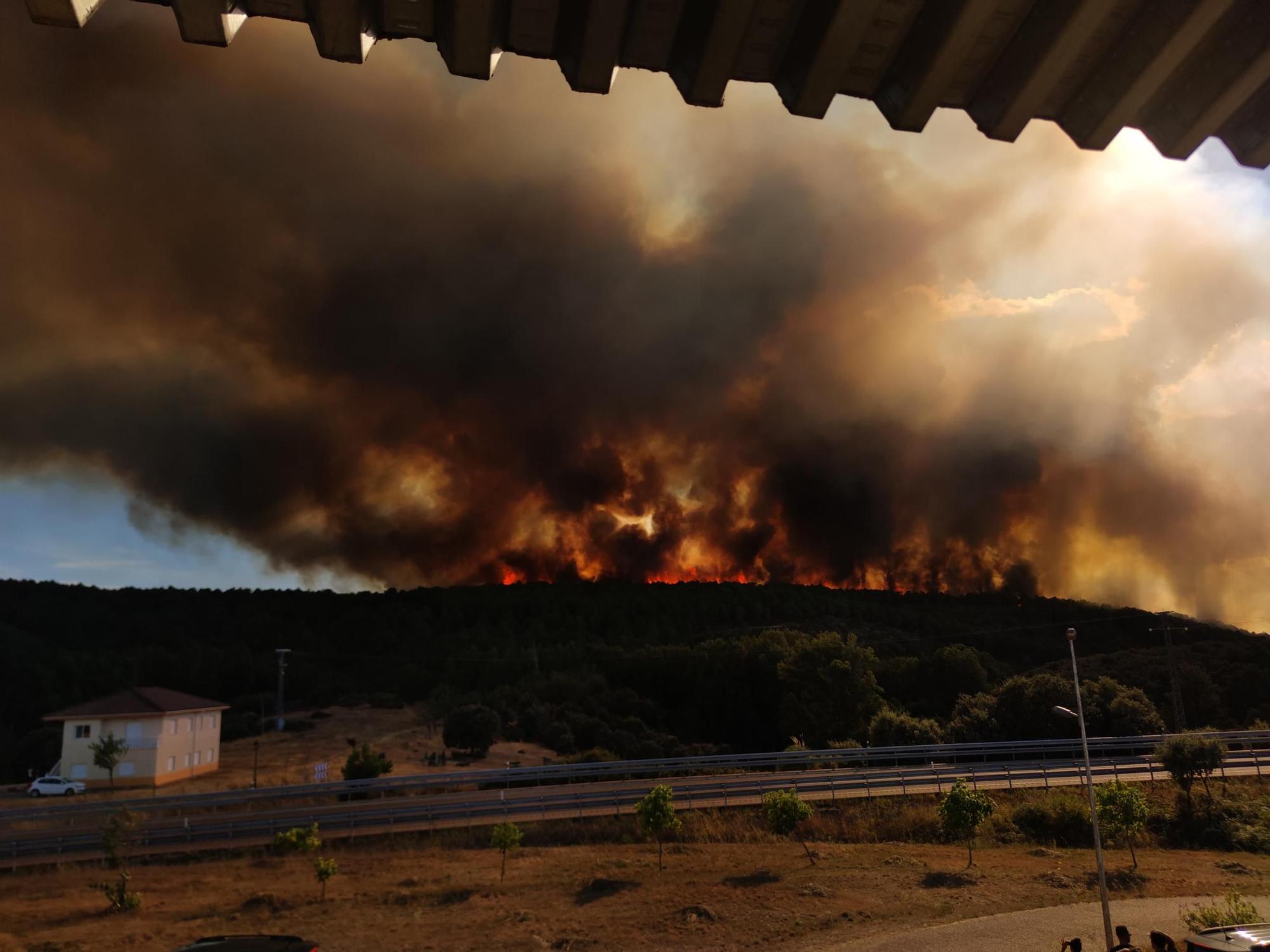 Las espectaculares imágenes del avance del fuego de Trabazos