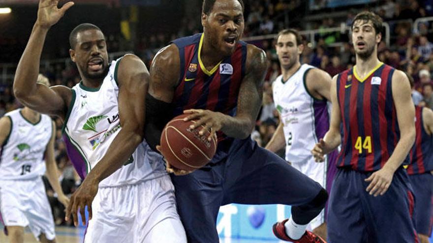 El blaugrana Deshaun Thomas fue un martirio ayer para la defensa cajista. El alero americano jugó un gran partido y fue clave para el triunfo del Barcelona.