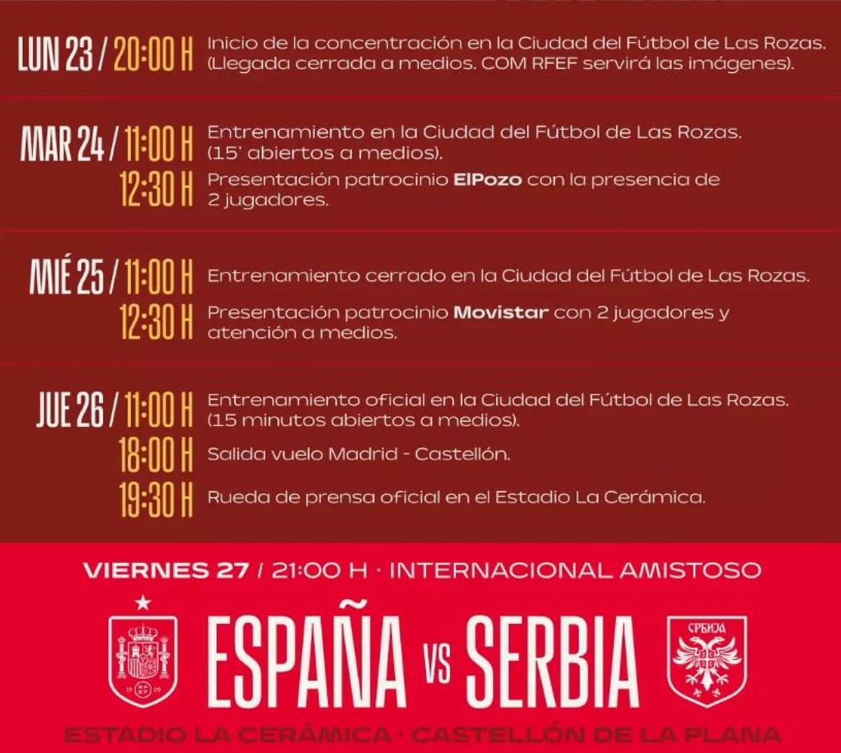 Esta es la agenda de la selección.