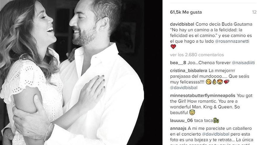 Bisbal y Rosanna Zanetti, en Instagram.