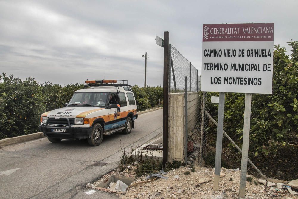 Voluntarios de Protección Civil ayer en el operativo de búsqueda en Los Montesinos