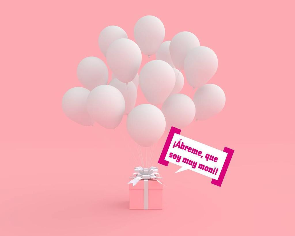 Regalo rosa con globos