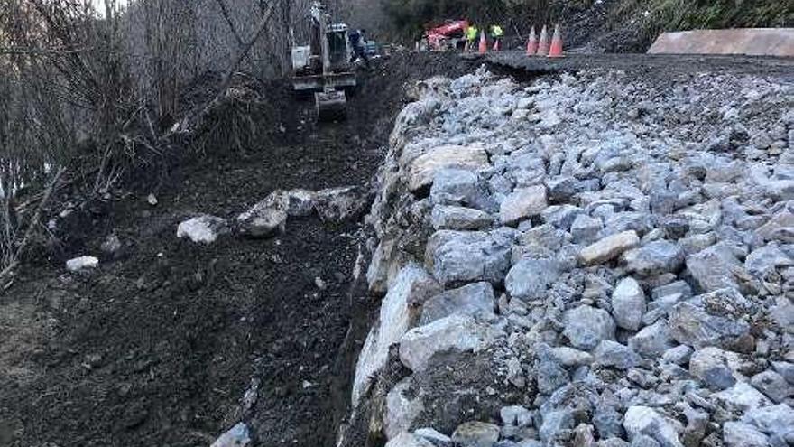 Avanza la obra del acceso a Río Aller, dañado en el temporal de enero
