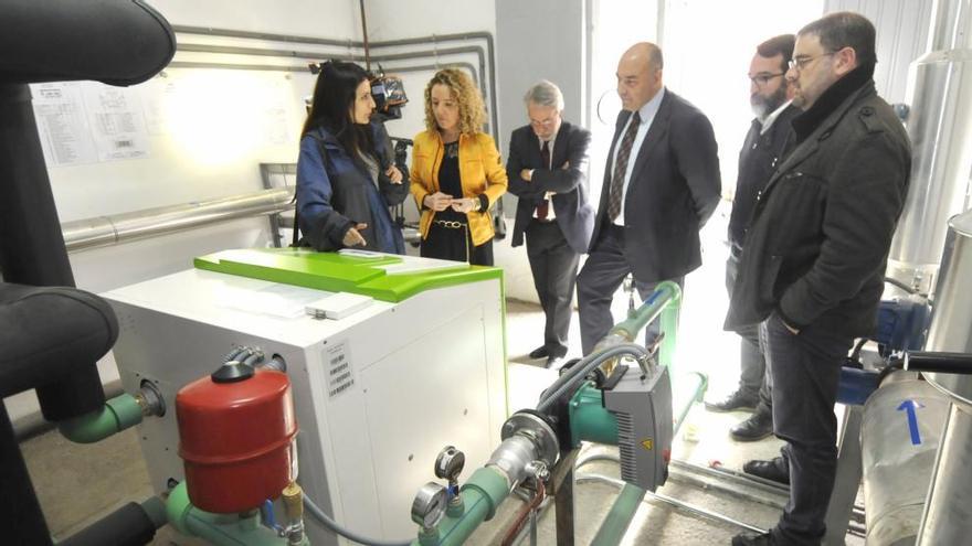 María Teresa Mallada, presidenta de Hunosa, en una visita a la sala de climatización de la FAEN