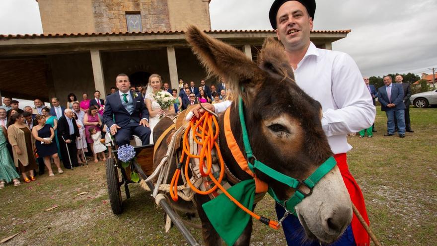 La otra Tamara se casó en Oles y llegó a la iglesia con un burro y en una xarré