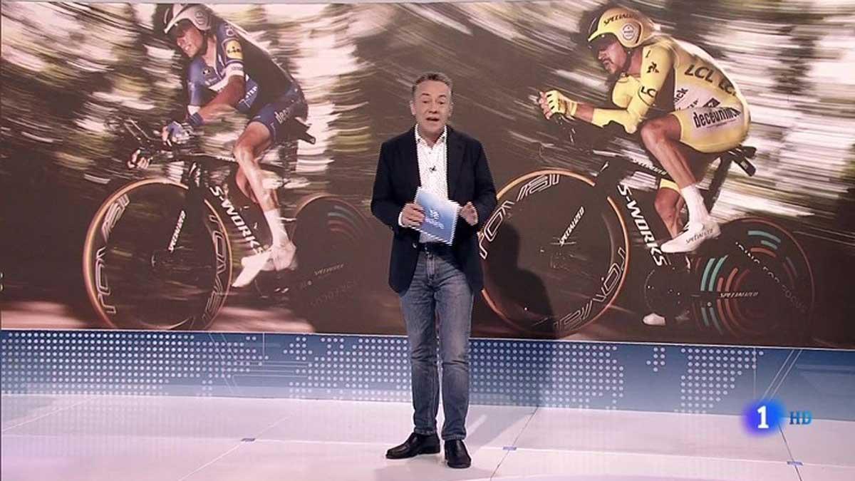 Sergio Sauca comentando el Tour (TVE-1).