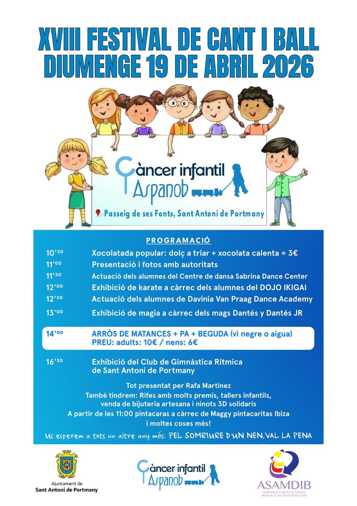El cartel XVIII Festival Aspanob 2026 con el programa y horarios de actividades