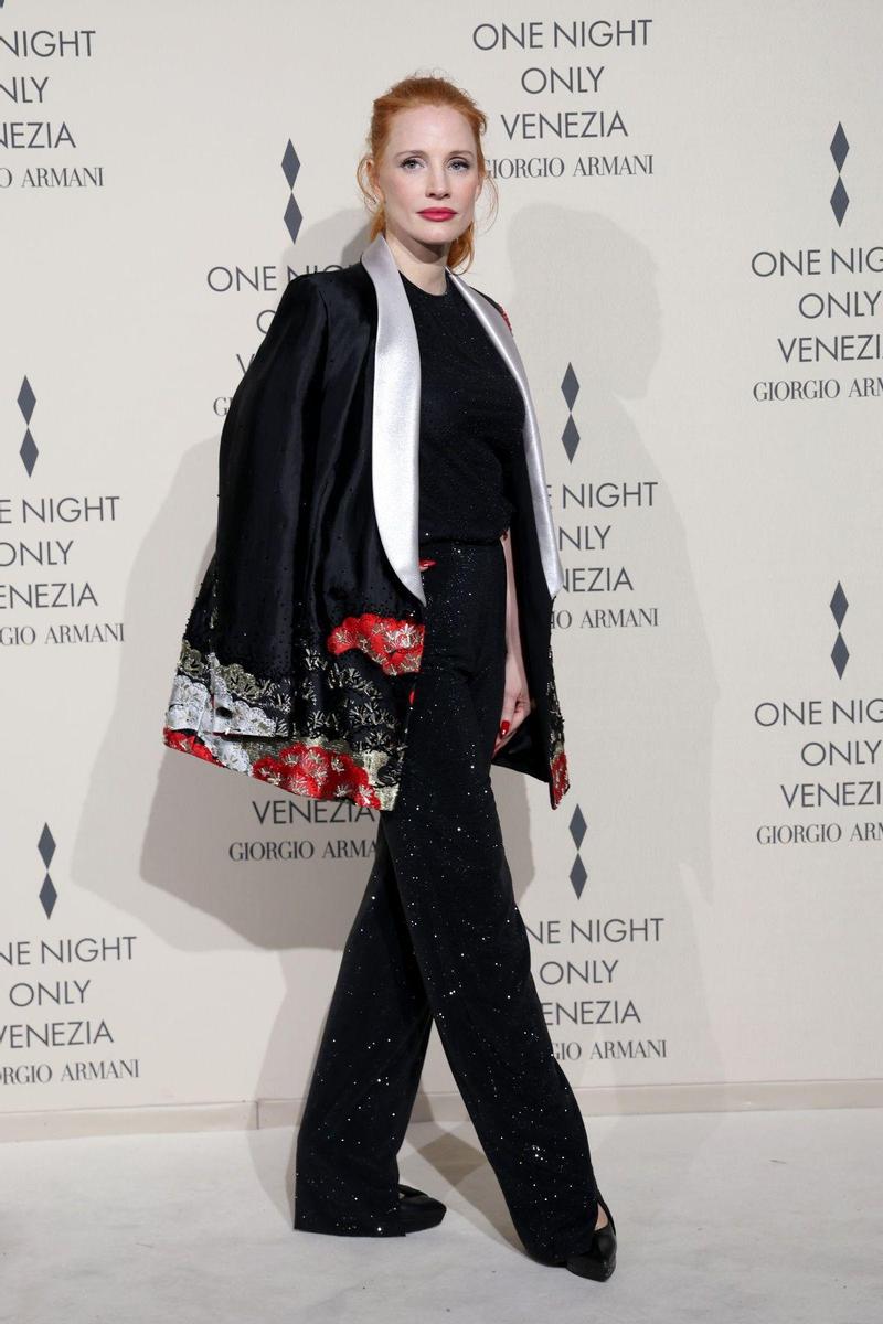 Jessica Chastain en el evento One Night Only Venezia de Giorgio Armani