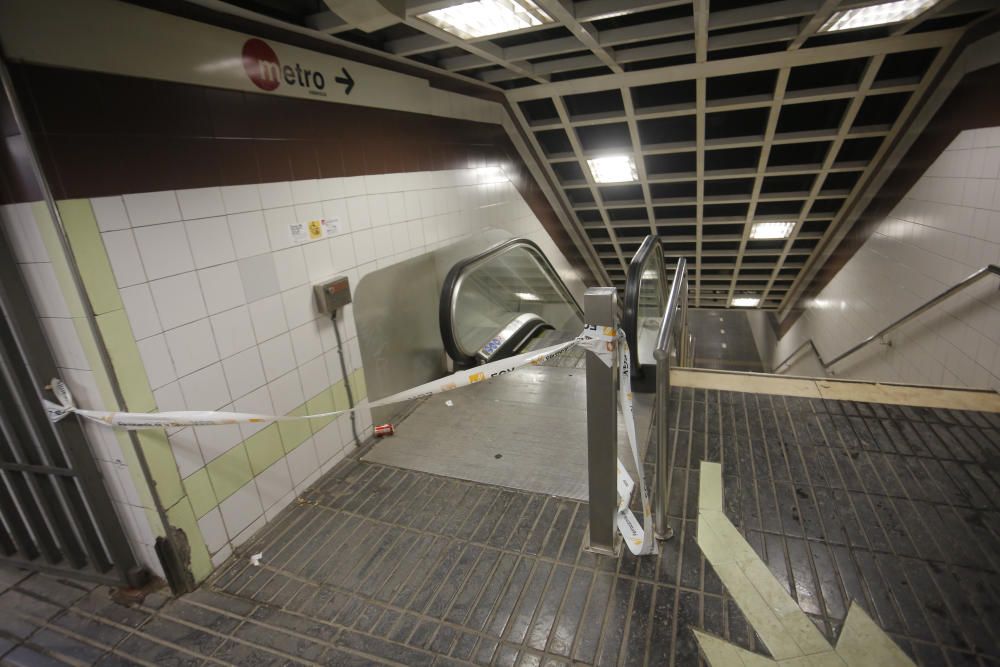 La estación de metro Turia, afectada por las lluvias