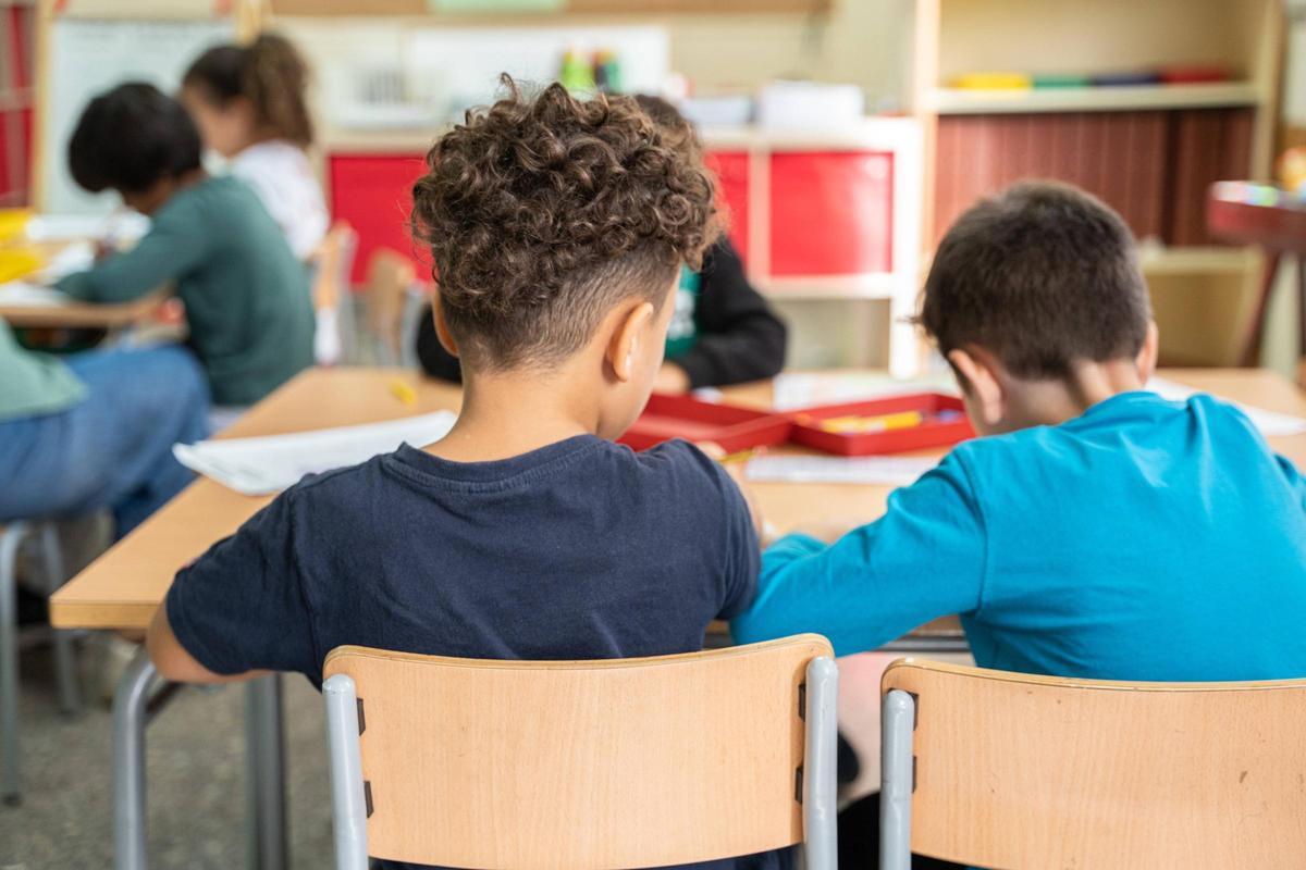 Dos alumnos de escuela catalana, en una imagen de archivo