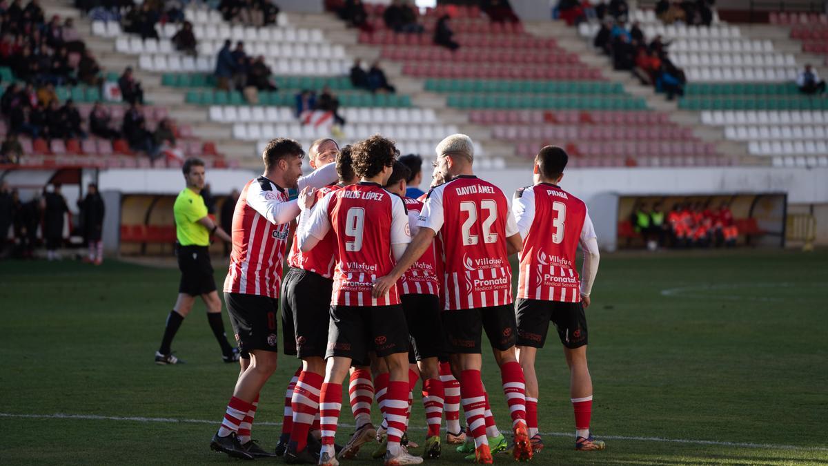 El Zamora CF celebra un gol ante el Burgos Promesas en el Ruta de la Plata