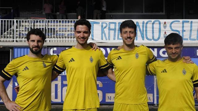 Por la izquierda, Emilio Morilla, Pablo Tineo, Aitor Elena y Vicente Álvarez, en el Álvarez Rabanal. | FERNANDO RODRÍGUEZ