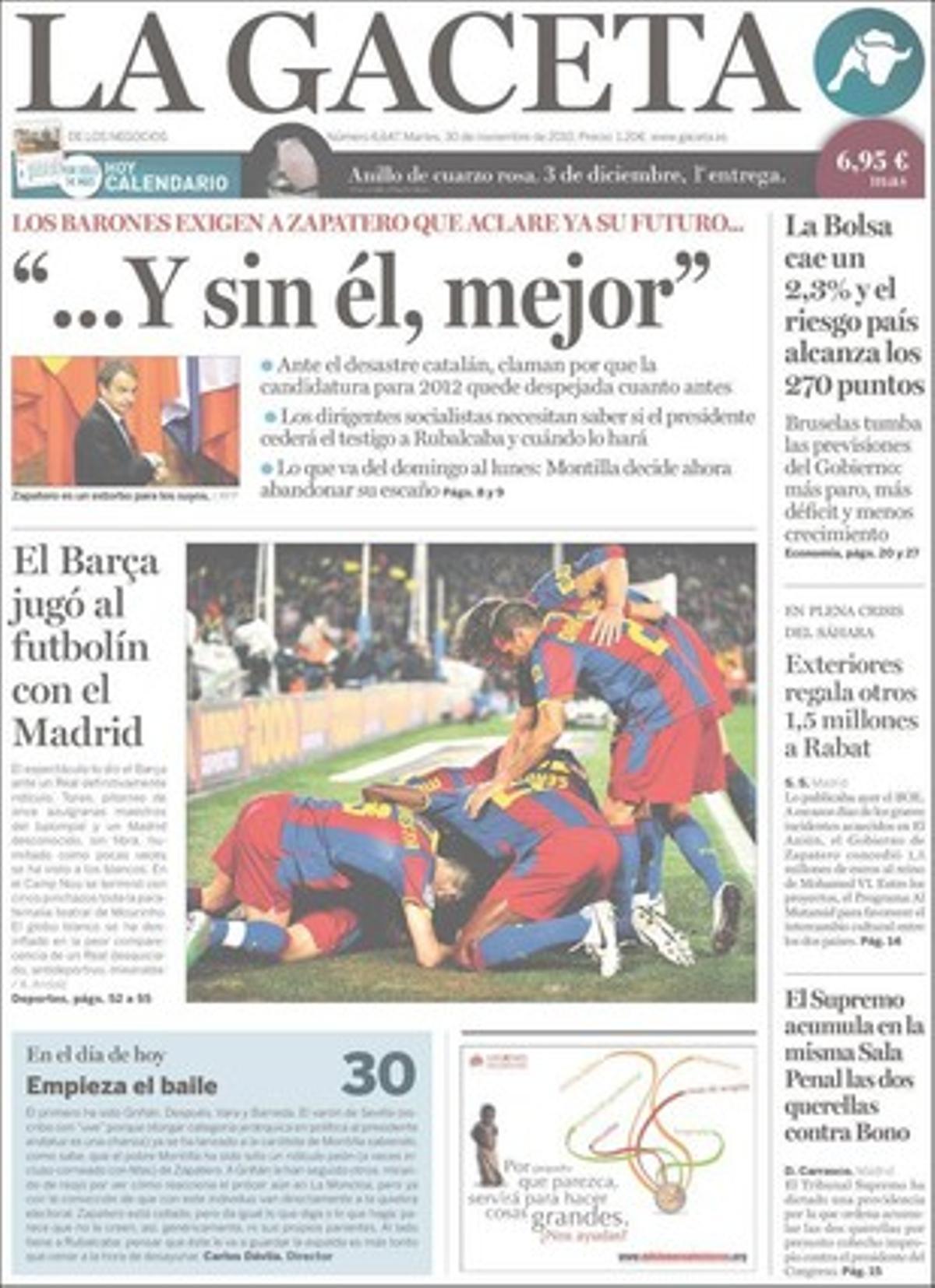 Dins, ’La {Gaceta’} realça a més que el sector més dur d’ETA, provinent de {Segi}, vol la volta als atemptats; i que des del 2008 1.200 espanyols arriben cada mes a Argentina fugint del {dseempleo}.