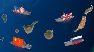 Fotomontaje de Canarias con barcos de distintos países que han sido o podrían ser protagonistas bélicos