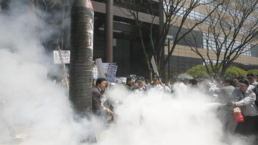 Protestas por el lanzamiento del misil en Corea del Sur.