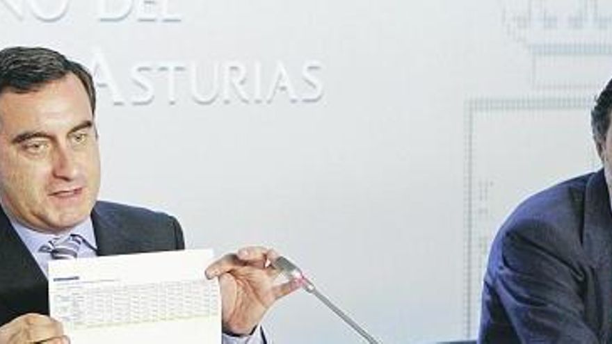 Por la izquierda, el consejero de Hacienda, Ramón del Riego, y el de Presidencia, Florentino Alonso.