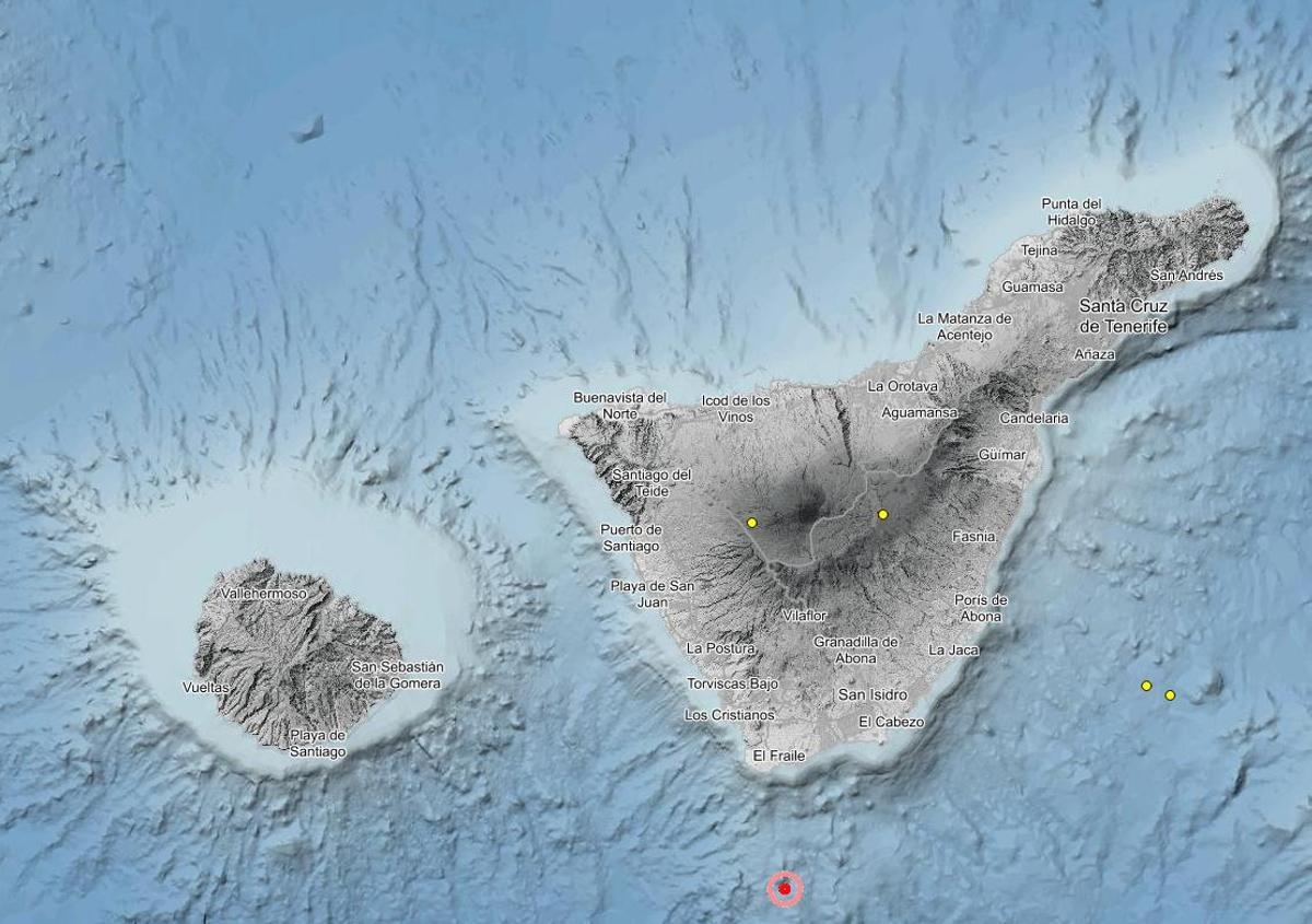 Mapa de Tenerife y La Gomera con los registros de los últimos días.