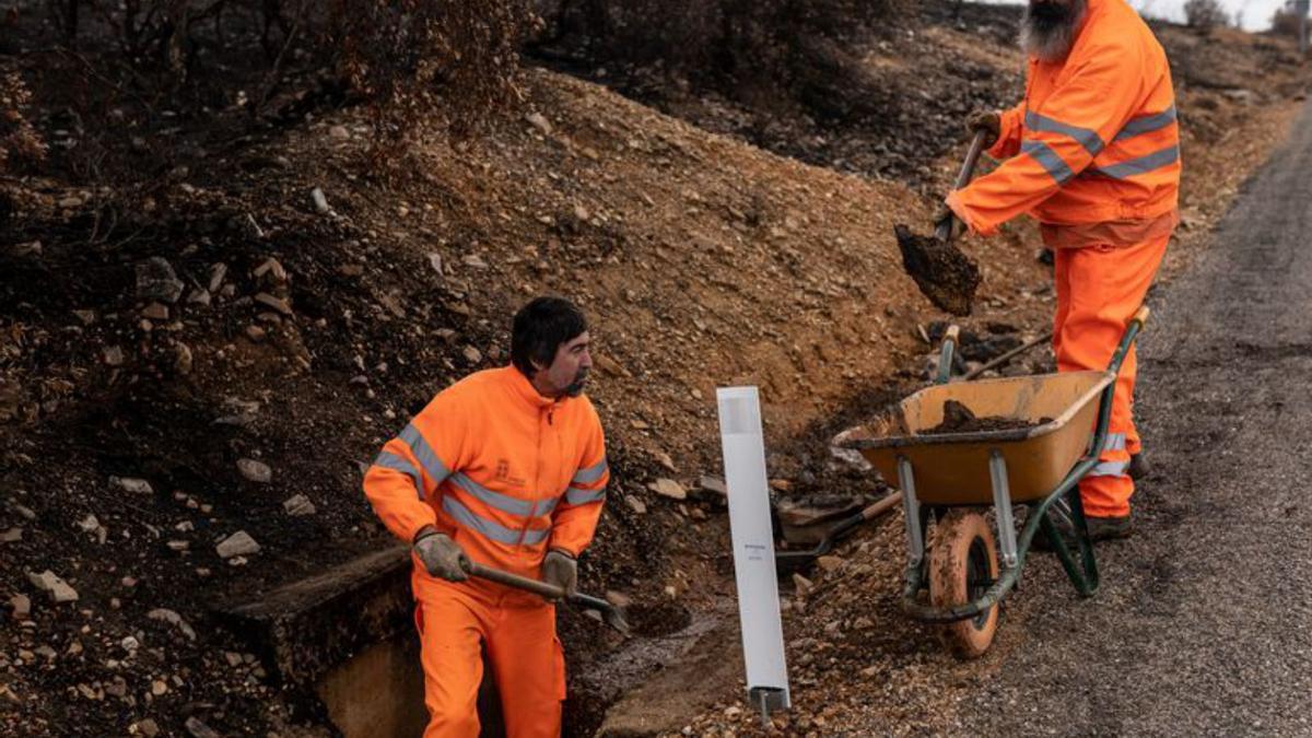 La pasta de cenizas y fango llena las proximidades de la carretera de San Martín a Ferreruela. | Emilio Fraile