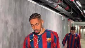 Los cracks del Barça lucen el estilo de Ronaldinho antes del partido