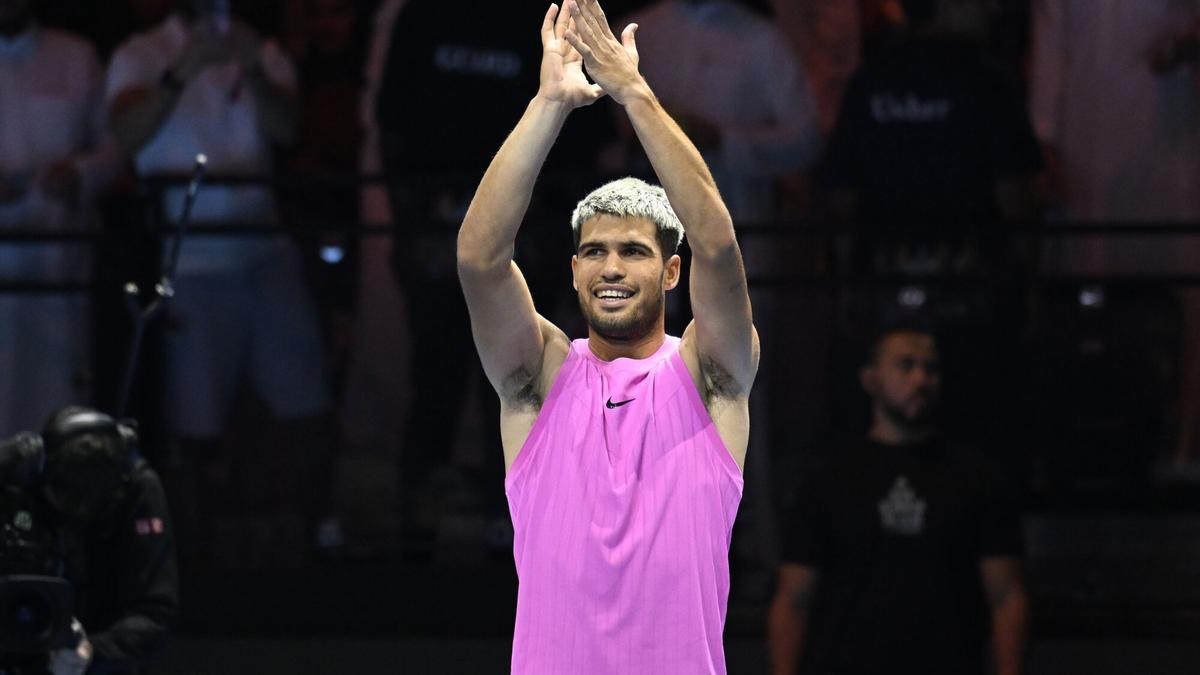 Carlos Alcaraz celebra la victoria ante Taylor Fritz