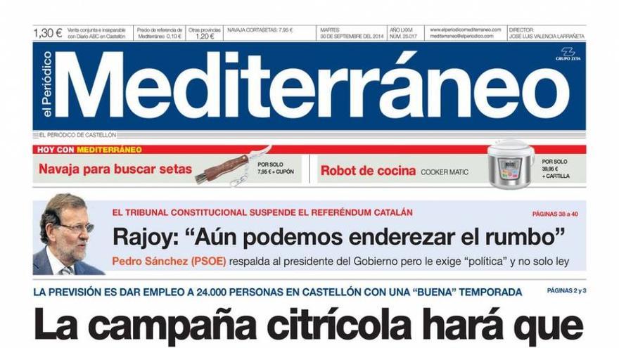La campaña citrícola tira del empleo, hoy en el periódico Mediterráneo.
