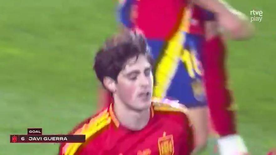 Un gol de Javi Guerra con la Selección Española llegando desde segunda ...