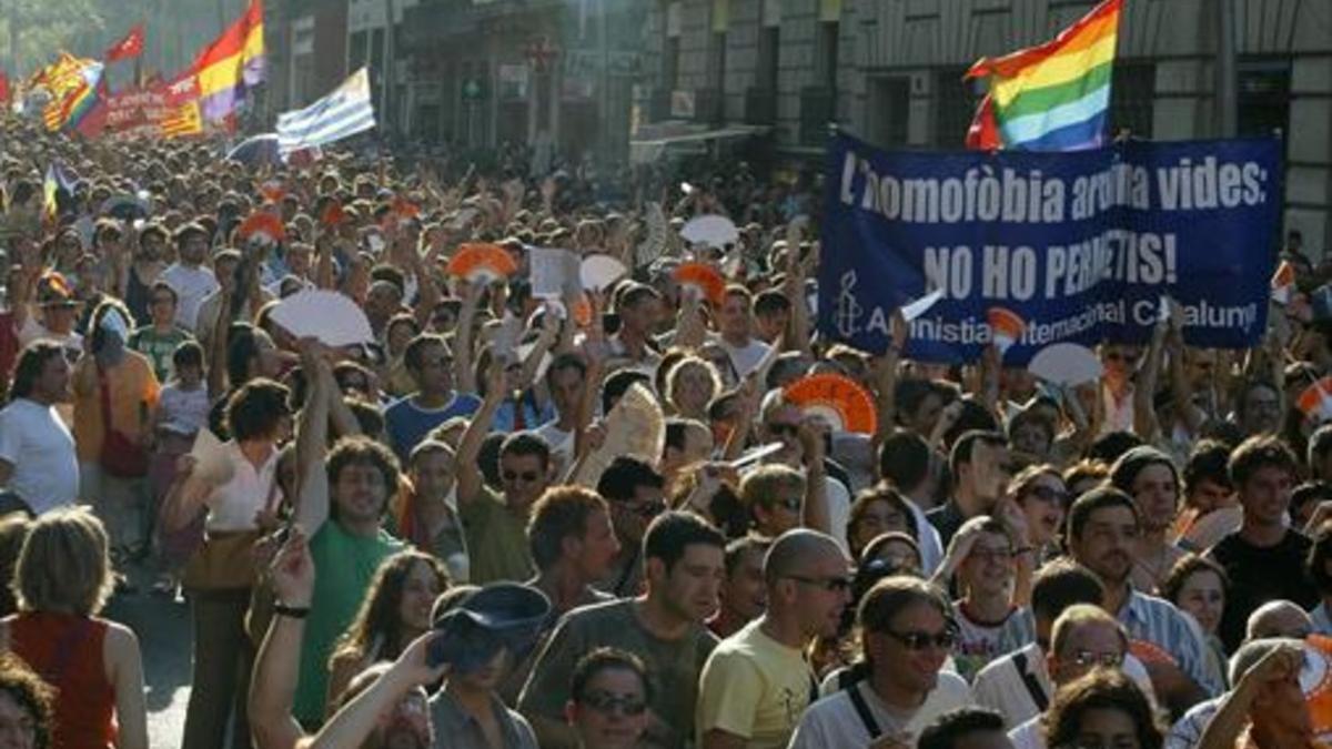 Marcha del Día del Orgullo Gay en Barcelona.