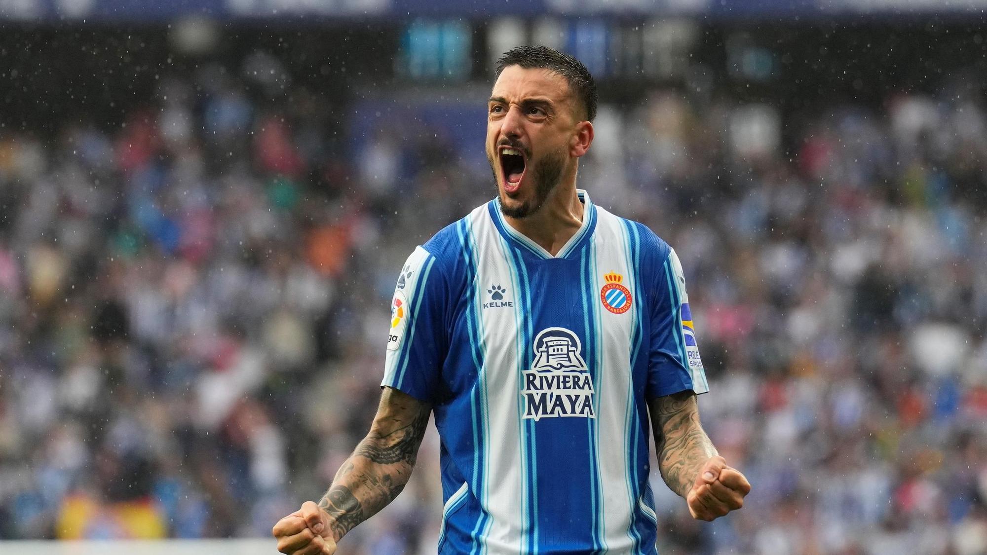 Joselu celebra el gol de penalti que le marcó al Getafe.