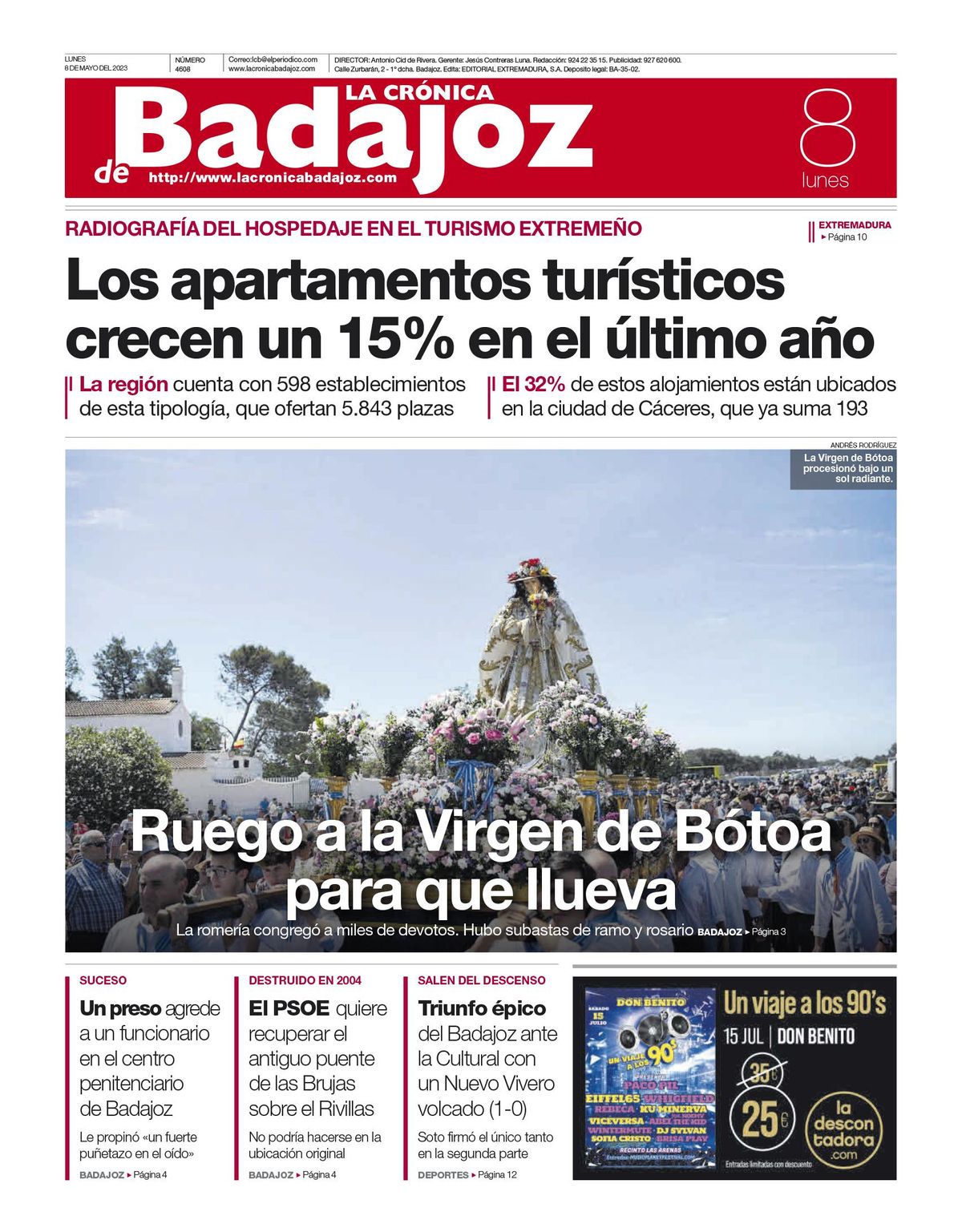 Consulta la portada correspondiente al día 8 de mayo de 2023
