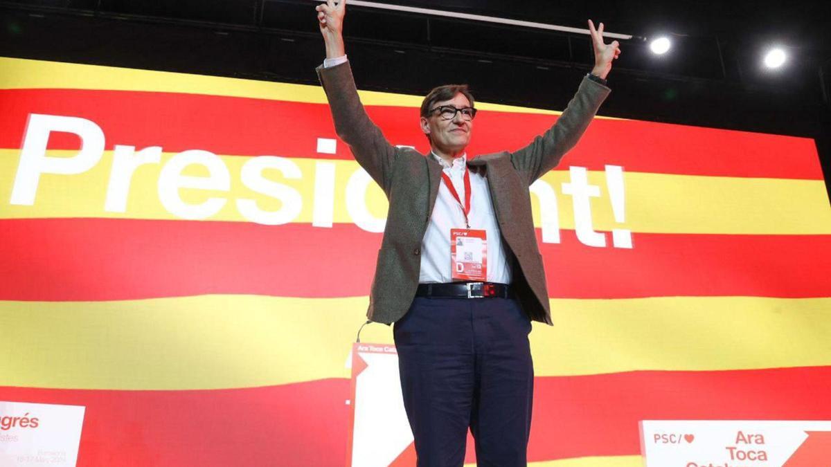 El primer secretari del PSC, Salvador Illa, al XV Congrés del partit després de ser escollit cap de llista a les eleccions del 12-M