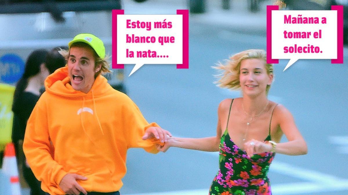 Justin Bieber y Hailey Baldwin cruzan un paso de cebra corriendo en Nueva York bocadillo