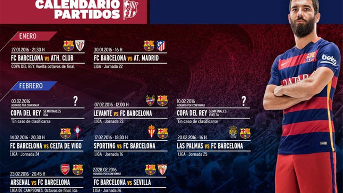 Calendario del próximo mes del FC Barcelona