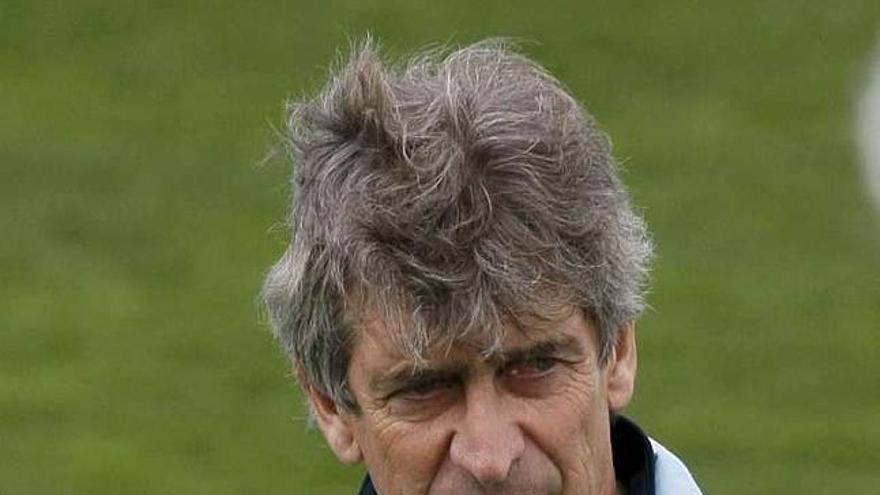 Pellegrini, durante un entrenamiento del Madrid.